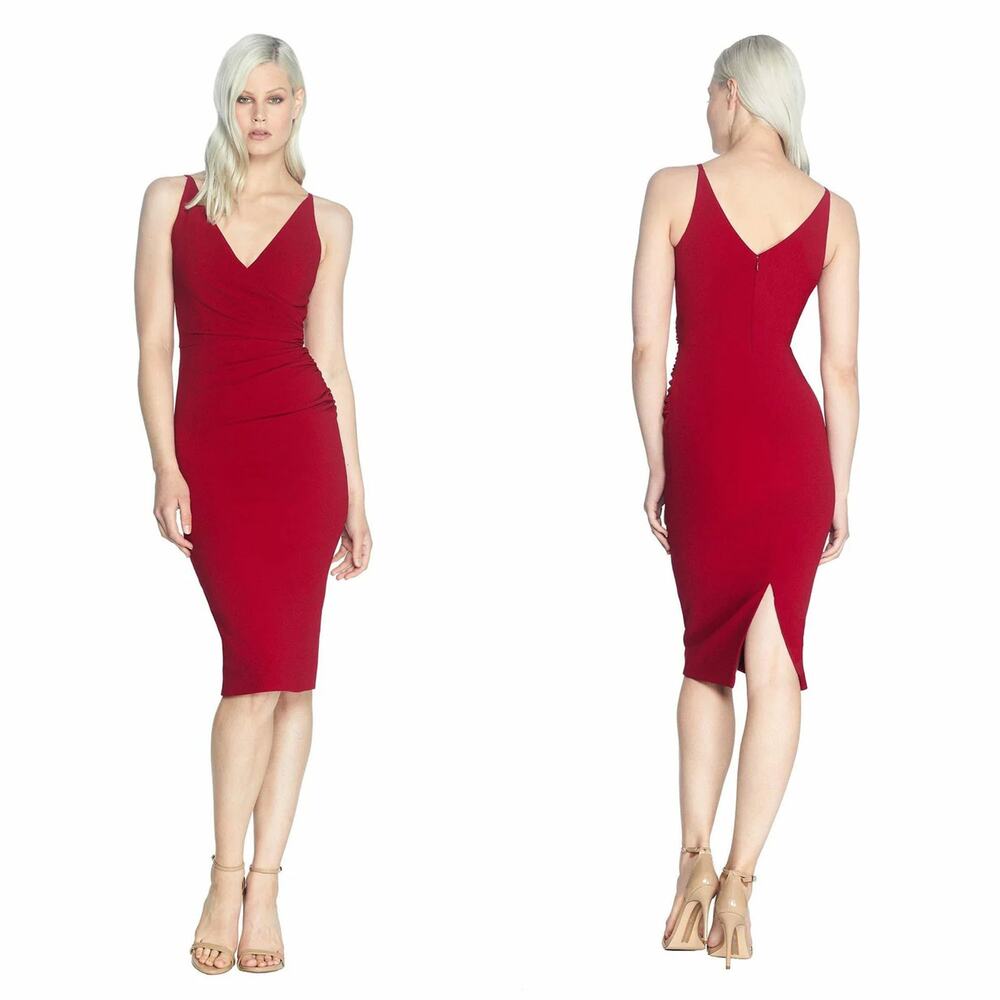 Dress the Population Red Anita Crepe Cocktail Dress Size M